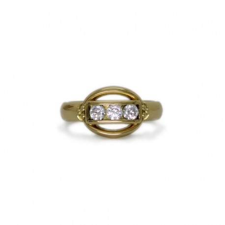 Gold Ring with Three Zircons