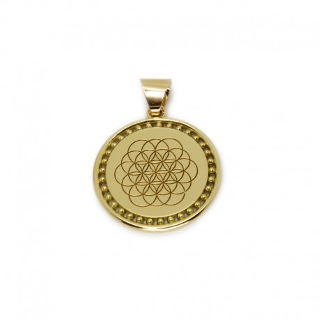 Flower of Life Necklace with 19 Circles in Gold