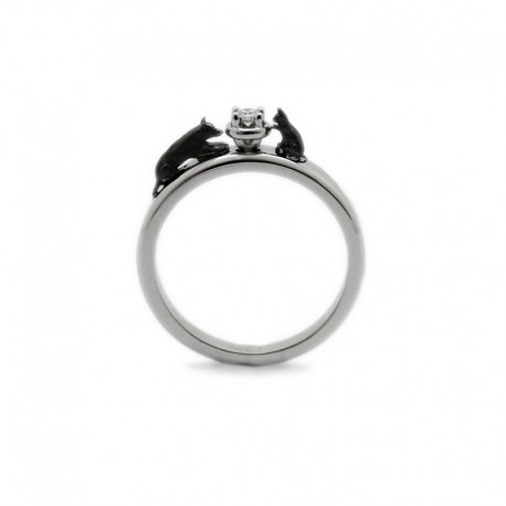 Cat and Dog Engagement Ring