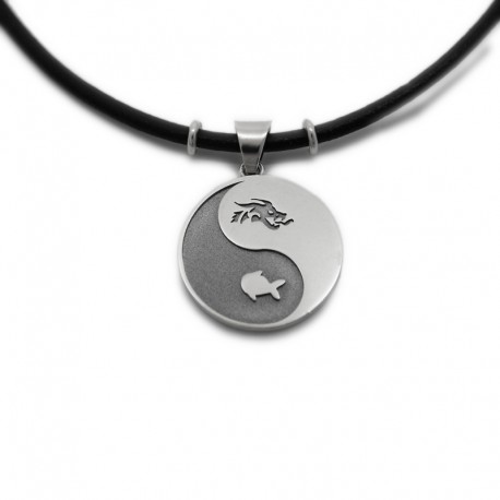 Yin Yang Necklace with Dragon and Fish