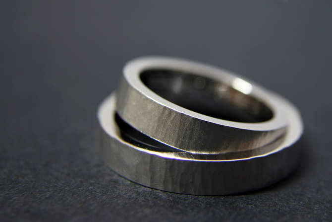 Personalized white gold wedding rings