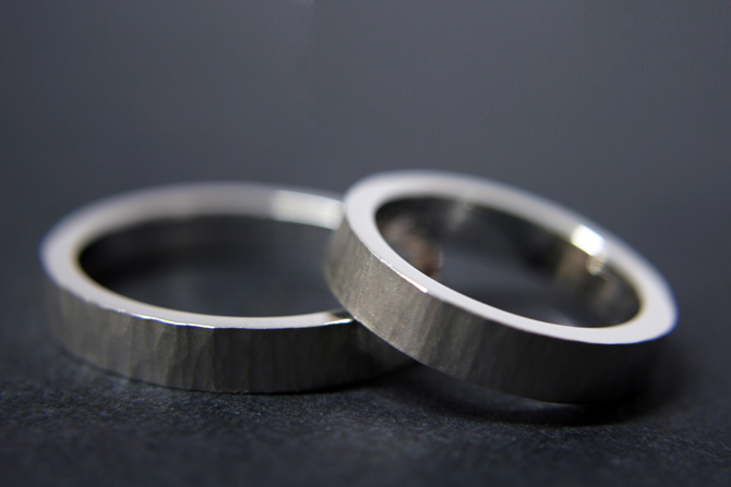 Personalized white gold wedding rings