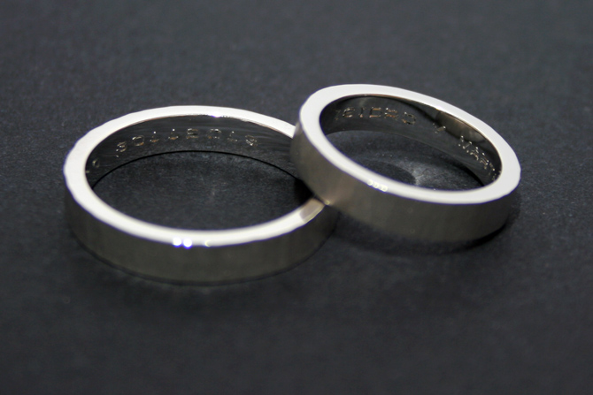 Personalized white gold wedding rings